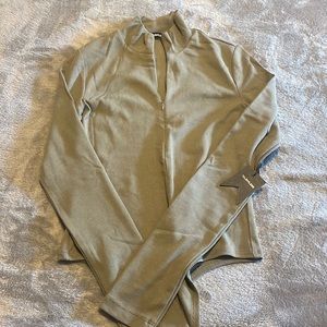 Talentless BRAND NEW with tags. Bodysuit, quarter zip. Olive green. Size S